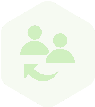 Two user icons with a circular arrow indicating exchange or swap.