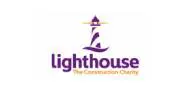 Stylized purple lighthouse community charity logo